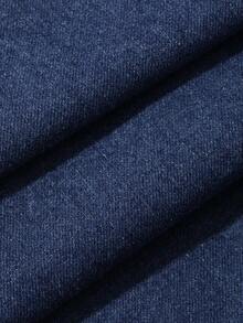 DAZY 女士V领无袖水洗衬衫和宽松牛仔裤套装 - 藍色 - 查看 3