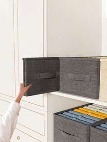 Gray Fabric Folding Underwear And Bra Storage Box, Home-Use Washable Laundry Cabinet Organizer - Grey - View 4
