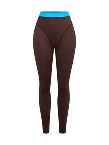Cheerettes Leggings de mujer de 7/8 de longitud con bloques de color - Marrón - Ver 1