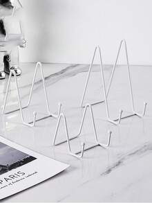N-Shaped Iron Photo Frame Holder, Simple Phone & Tablet Metal Stand, Display Stand For Decorative Plate - White - View 3