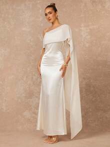 Lumalex 女士优雅露背纯色美人鱼礼服，适合派对穿着 - 杏色 - 查看 4