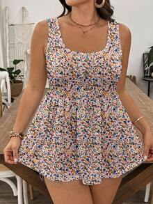 EMERY ROSE Plus Size Ditsy Floral Camisole, Suitable For Summer Vacation - Multicolor - View 7