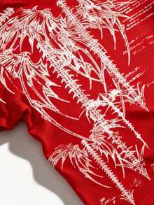 ROMWE MEN Goth All-Over Print Red Casual Round Neck Short Sleeve T-Shirt, Summer - Red - View 7