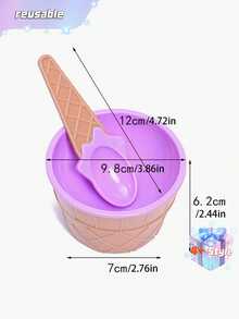1/2/4件套，随机颜色冰淇淋碗勺套装，可重复使用冰淇淋杯，儿童冰淇淋碗，生日派对用品，派对装饰，创意冰淇淋和甜点碗，布丁和酸奶碗，适合学校、户外旅行、婚礼、生日、毕业典礼等场合，厨房用品，冰格，冰淇淋模具，生日礼物 - 彩色 - 查看 6