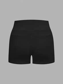 SHEIN EZwear 3件套女士夏季休闲通勤运动度假风高腰骑行短裤，黑色、白色、豹纹印花 - 彩色 - 查看 14