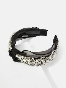 MOTF PREMIUM 珍珠花朵水晶串珠蝴蝶结发箍 - 彩色 - 查看 3