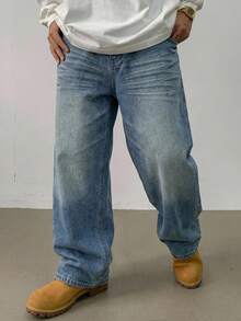 DAZY Quần jean dài denim màu xanh dương bạc màu, rách nhẹ, thích hợp cho mùa xuân và mùa thu. - Màu xanh lam - Xem 2