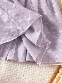 SHEIN Đầm lưới không tay cổ tròn màu tím ren cho bé gái sơ sinh, thiết kế cài nút phía sau tiện dụng, kiểu công chúa dễ thương, thích hợp cho lễ kỷ niệm 100 ngày, chụp ảnh, dự đám cưới, đi chơi. - Màu tím - Xem 7