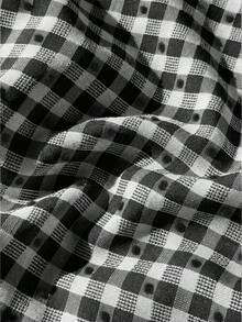 Sweetra Summer New Pink Plaid Asymmetrical Ruffle Design Fashionable Sleeveless Camisole - Black - View 4