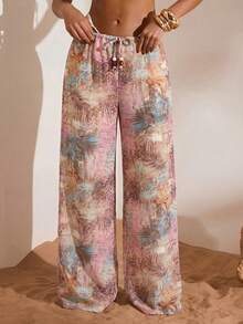 Opulessa 女士度假沙滩植物印花罩衫和裤子套装 - 彩色 - 查看 5