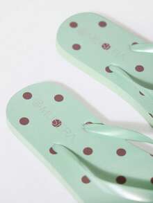 MUSERA Chanclas con estampado de lunares y correas transparentes, accesorio lindo para verano, playa, salidas diarias y vacaciones de primavera - verde menta - Ver 6