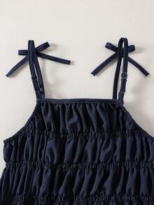 Sparklyn Girls Striped Bow Camisole Top And Straight Leg Pants Summer Vacation Outfit - Navy Blue - View 6