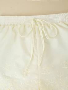 Franclia 女士时尚优雅刺绣上衣和短裤两件套 - 黃色 - 查看 4