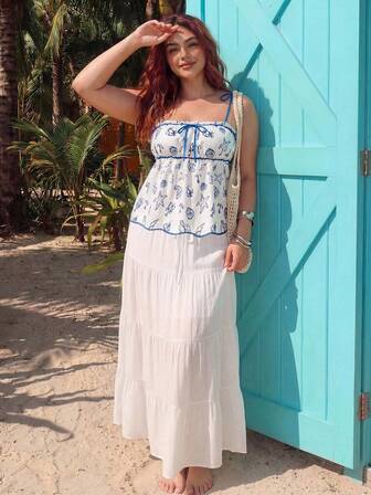 Camiseta de tirantes con estampado de estrella de mar para mujer talla grande