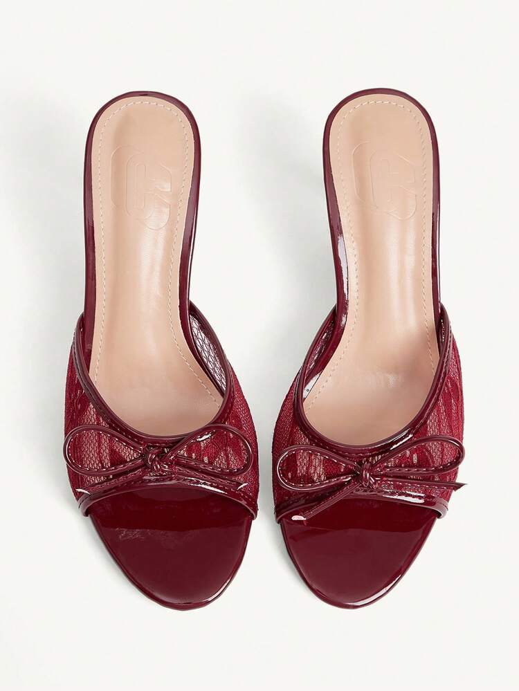 CUCCOO CHICEST Women's Fashionable Elegant Lace Bow Decor Heeled Sandals Summer Shoes Wedding Shoes Bride Shoes