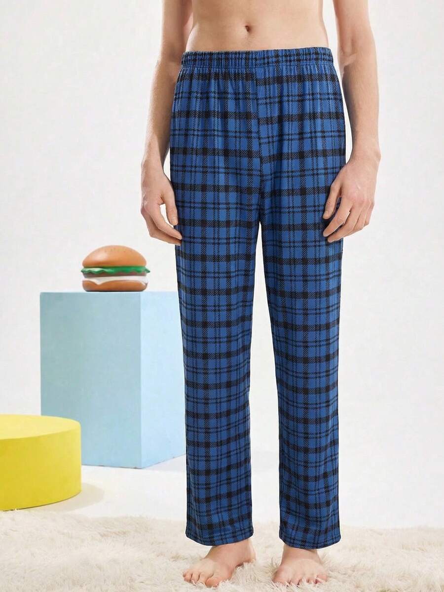 Velminro Men's Elastic Waist Plaid Loose Comfortable Loungewear Bottoms - Multicolor - View 1