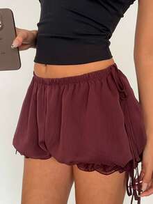 Aloruh Women's Solid Color Casual Girlisim Bud Shorts Shorts For Women Golf Pastal Summer - Brown - View 3