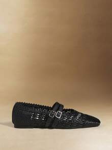 Rosivie Women's Handwoven Square Toe Casual Comfortable Flat Loafers - Black - View 2