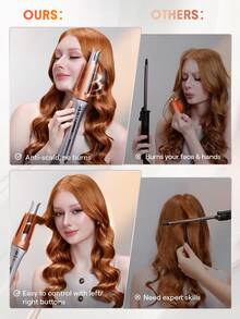 SHEGLAM HAIR It-Curl 一鍵式即時捲髮器自動捲髮棒,自動捲髮器,25 毫米自動捲髮器,3 種溫度,快速加熱和 2 向旋轉,自動關閉,防燙防纏結旋轉捲髮棒,觸摸即時捲髮器,用於髮型設計 生日 禮物 假期 粉紅色的 氛圍 化妝品 旅行 學校 節慶 玫瑰 展示 女孩 魅力 護髮 母親節 想要 時尚 銳舞派對 - 美規A型插(110-127V) - 查看 7