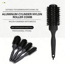 1 paquet Peigne rond ionique professionnel, cylindre métallique antistatique, poils en nylon, manche avec brosse à dents, sectionne les cheveux - convient pour les cheveux secs, coiffés, bouclés et lisses, convient à tous les types et volumes de cheveux, réduit les frisottis et l'huile, noir, 4 tailles, convient à toute la famille, peigne à cheveux, outil de coiffage, essentiel pour la coiffure, les salons de beauté, la rentrée scolaire, les voyages et les vacances. - Multicolore - Voir 8