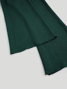 Sweetra Plus Size Women Metal Crescent Moon Buckle Dress - Dark Green - View 6