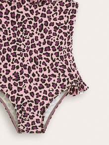 SHEIN New Fashion Children Girls Leopard Print Full Coverage One Piece Swimsuit - Pink - View 5