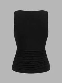 SHEIN LUNE 3 piezas Tops de tirantes de unicolor adelgazantes para mujer, casuales y sencillos, perfectos para el verano - Multicolor - Ver 5