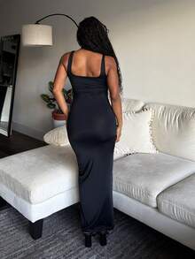 Tyla Gomez Solid Scoop Neck Tank Dress,Summer Dresses For Women Party - Black - View 2