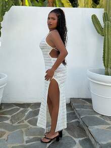 Tyla Gomez 女士时尚镂空性感连衣裙 - 白色 - 查看 3