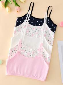 5pcs/Set Girls' Sweet Butterfly Print Camisole Crop Top, Minimalist Essential Fashion Undershirt - Multicolor - View 1