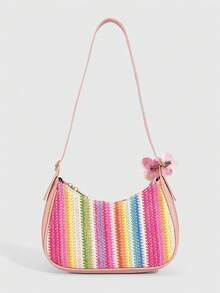 ROMWE Fairycore 1Pccolorful Dopamine Resort Style Starfish Shell Decor Straw Bag, Tropical Island Beach Bag, Suitable For Spring And Summer Travel Vacation Outfit - Color B - View 9