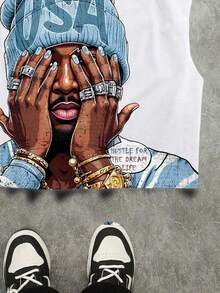 Camiseta casual de cuello redondo con estampado de dibujos animados para adolescentes - Multicolor - Ver 4