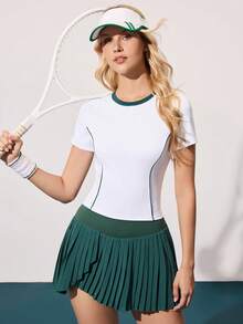 CourtClass Women's Short Sleeve Fitted Tennis Top - White - View 1