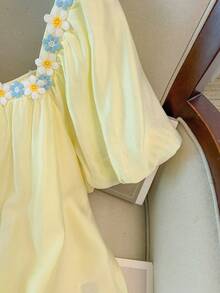 GlowEve CURVE 大码梭织常规版型衬衫，饰有刺绣蕾丝边 - 杏色 - 查看 3