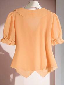 SHEIN Clasi Blusa elegante con volantes para tallas grandes para el verano - Naranja Coral - Ver 2