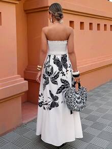 Selianne Đầm cổ yếm in họa tiết dành cho nữ, thích hợp mặc hàng ngày, đi nghỉ mát và hẹn hò, mùa xuân/hè. - Nhiều màu - Xem 2