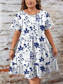 EMERY ROSE 休闲宽松圆领短袖大码连衣裙，适合秋冬季节、夏季、度假穿着，也可作休闲连衣裙。 - 彩色 - 查看 3