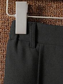 SHEIN Tween Boys Casual Everyday Commute Single Button Long Pants - Black - View 4