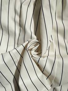 Lavishia 条纹前扣吊带背心和长裤套装，时尚通勤装。 - 杏色 - 查看 7