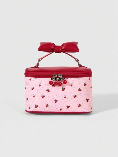 ROMWE Kawaii 1 Bolsa de cosméticos personalizada con patrón de cereza para mujer, bolsa de viaje portátil para el baño, bolsa de cosméticos bordada de gran capacidad, suave y multifuncional, adecuada para uso diario, para familia, amigos, madres, parejas, puede ser un regalo para el Día de la Madre, San Valentín, Día de las Enfermeras, Día del Maestro, Navidad, Aniversario, Cumpleaños
