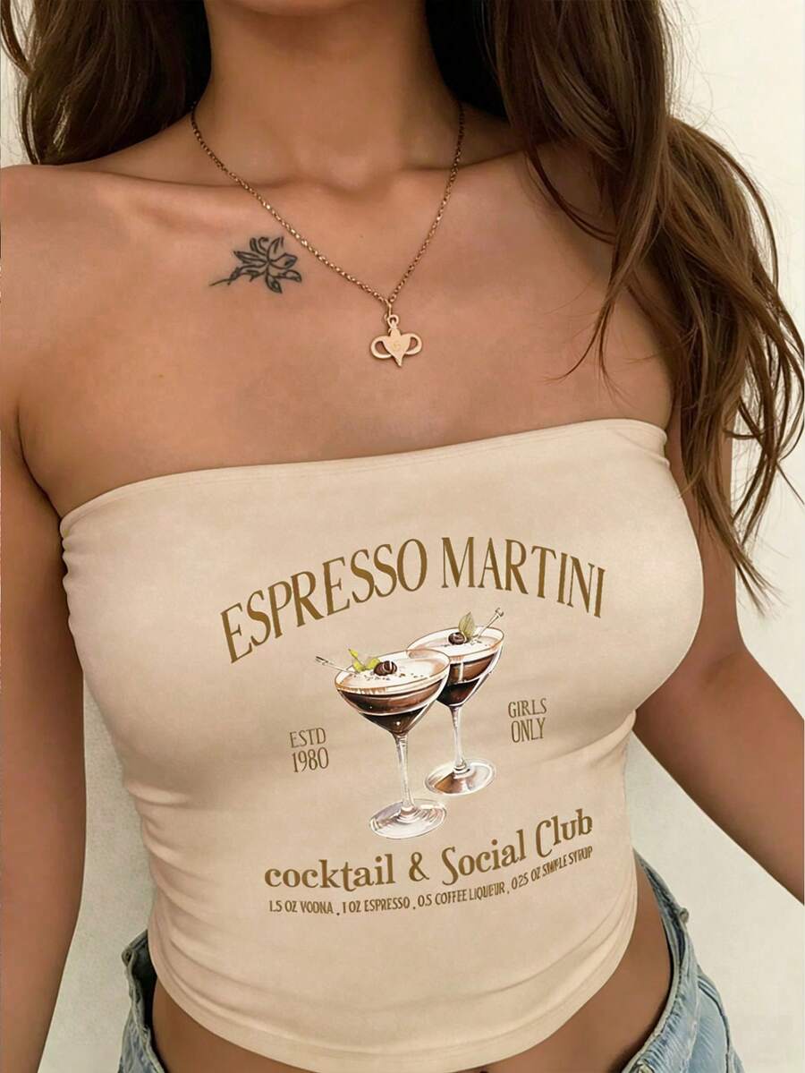 INAWLY Lady's Halter Top, Fitted And Stretchy, Cocktail Pattern, Summer Bestseller - Multicolor - View 1