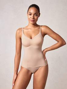 Veilyse Top de tirantes microfibra simple con estiramiento alto inconsútil - Albaricoque - Ver 4