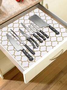 1 Roll Gold Cabinet Liner, Non-Slip EVA Waterproof Shelf Liner For Kitchen Cabinets, Drawers, Refrigerator, Pantry, Bathroom, Easy-To-Clean Drawer Mat, Protective Padding For Shelves - Gold - View 5
