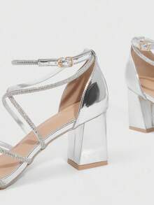 CUCCOO SZL 女士时尚高跟凉鞋 - 銀色 - 查看 5