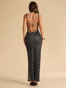 SHEIN BAE 女士优雅缎面雪纺连衣裙，适合毕业典礼、婚礼宾客、正式场合、生日等场合。 - 白色 - 查看 2