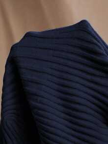 Anewsta 新款春夏修身立领独特青春通勤百搭优雅简约短袖针织衫 - 藏蓝色 - 查看 8