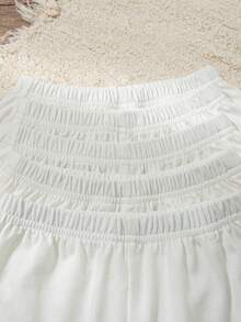 SHEIN Vintaside Kids 10件套男/女婴夏季套装，黑色、白色、灰色、蓝色、灰绿色纯色圆领背心上衣搭配宽松短裤，简约风格，适合外出和玩耍，男女宝宝通用款。 - 白色 - 查看 4