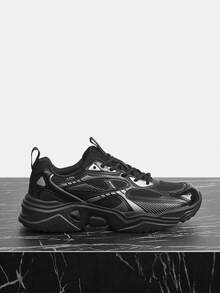 Vate 女士银色厚底厚底运动鞋，舒适透气 - 黑色 - 查看 1