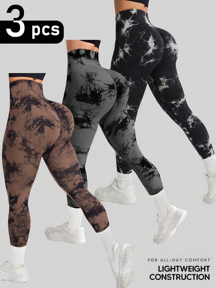 Velisys Quần legging nữ cạp cao không đường may, nhuộm tie-dye - Nhiều màu - Xem 1