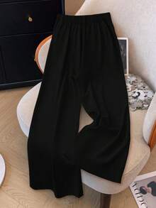 Franclia Plus Size Casual Solid Color High Waist Straight Leg Slimming Suit Pants Graduation,Back To School,Teacher Outfits For Women Winter Fall Autumn - Black - View 2